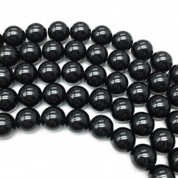 Black Agate Beads strand 35cm from India
