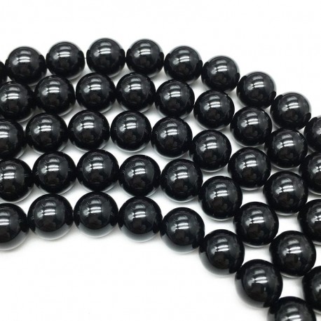 Black Agate Beads strand 35cm from India